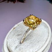 Amalia 4.61 Carat Natural Cushion-Cut Yellow Sapphire Engagement Ring Eco-Friendly 18k Yellow Gold