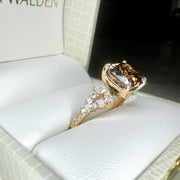 Angelique Cushion Cut Natural Champagne Diamond Engagement Ring (3.04ct) Shown In Ring Box