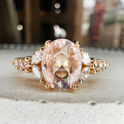 1.00 Carat Natural Oval Pale Peach Sapphire Engagement Ring