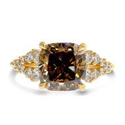 Angelique Cushion Cut Natural Champagne Diamond Engagement Ring (3.04ct) white background
