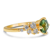 Sarai Natural 1.50 ct Green Sapphire Diamond Cluster Engagement Ring Side View