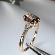 Lucine 1.18ct Natural Champagne Oval Diamond Three Stone Engagement Ring