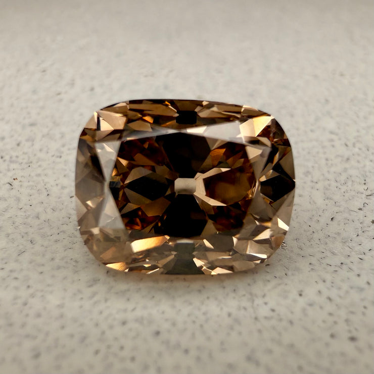 3.06 Carat Old Mine Cut Elongated Cushion Cut Champagne Diamond View 2