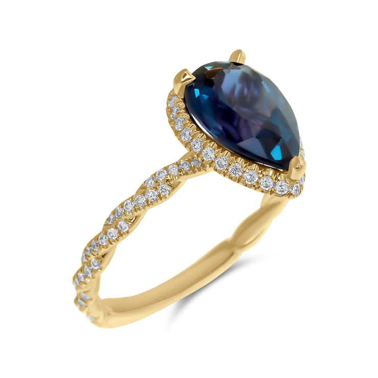 Donatella 2.00 Carat Lab Grown Alexandrite & Diamond Engagement Ring 3/4 View