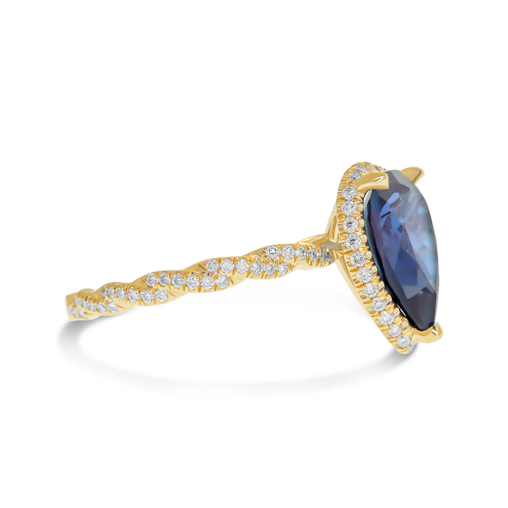 Donatella 2.00 Carat Lab Grown Alexandrite & Diamond Engagement Ring Side View