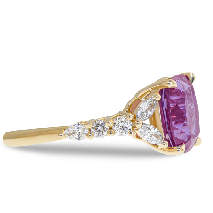 Rossi 2.6 Carat Lab Grown Alexandrite Engagement Ring Side View