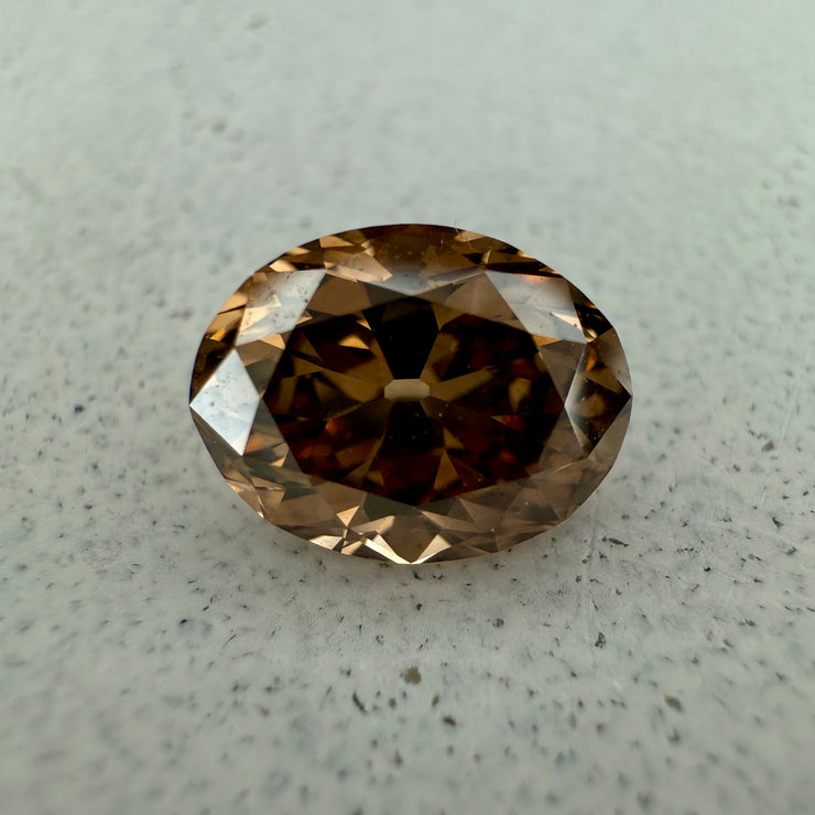 Unique natural 1.42 Carat Old Mine Cut Oval Cushion Cut Champagne Diamond