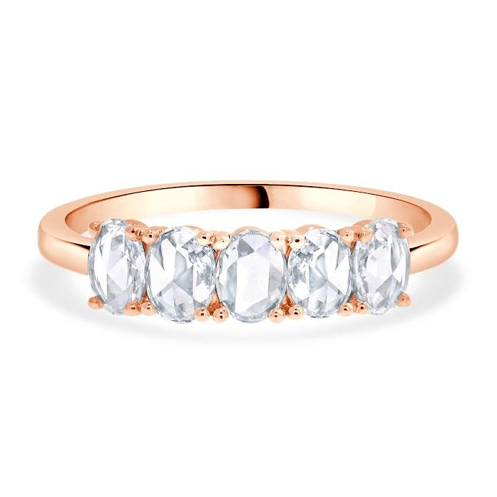 Viola Rose Cut Diamond Wedding Ring In Rose Gold