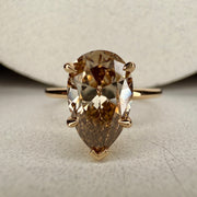 Margot Pear Shape Old Mine Cut  Champagne Diamond Engagement Ring -  (2.56ct)