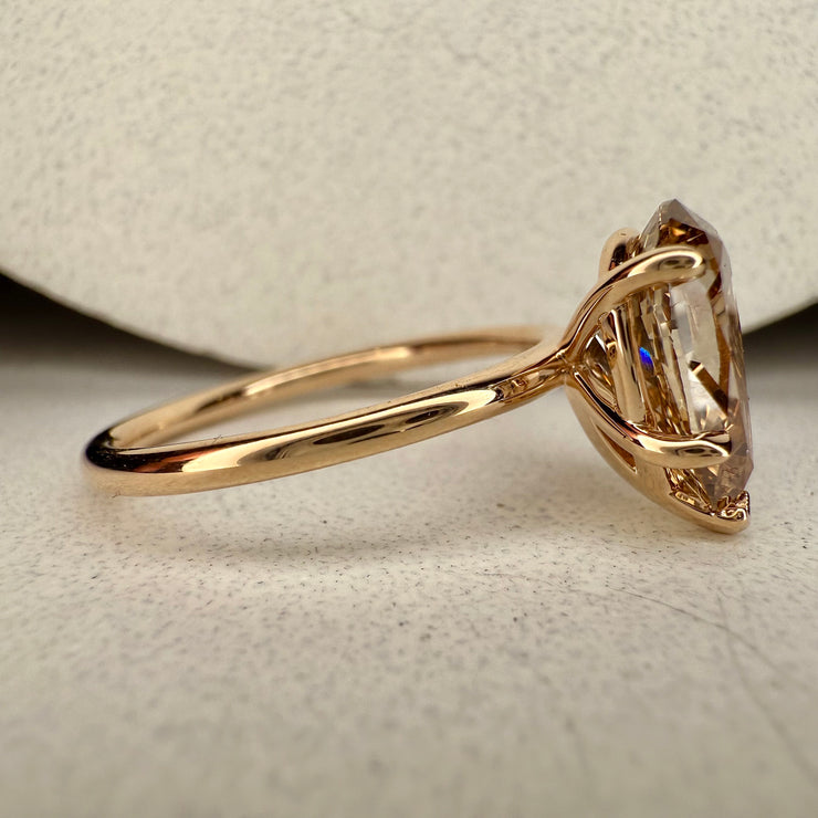 Margot Pear Shape Old Mine Cut  Champagne Diamond Engagement Ring -  (2.56ct) Side View