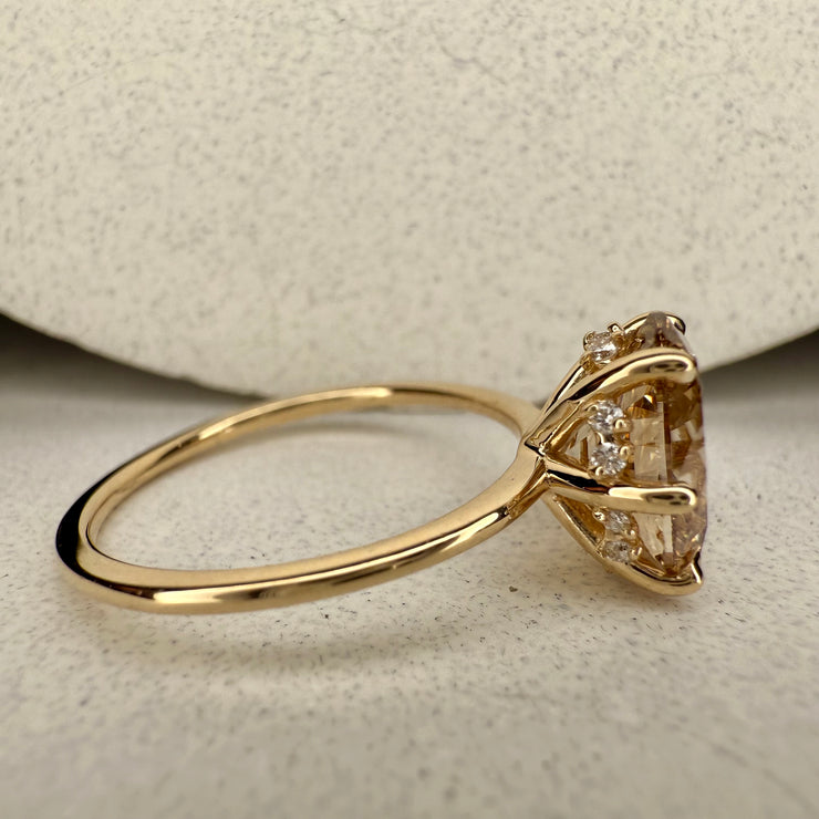 Martina Natural Oval Champagne Diamond Engagement Ring (2.04ct) side view