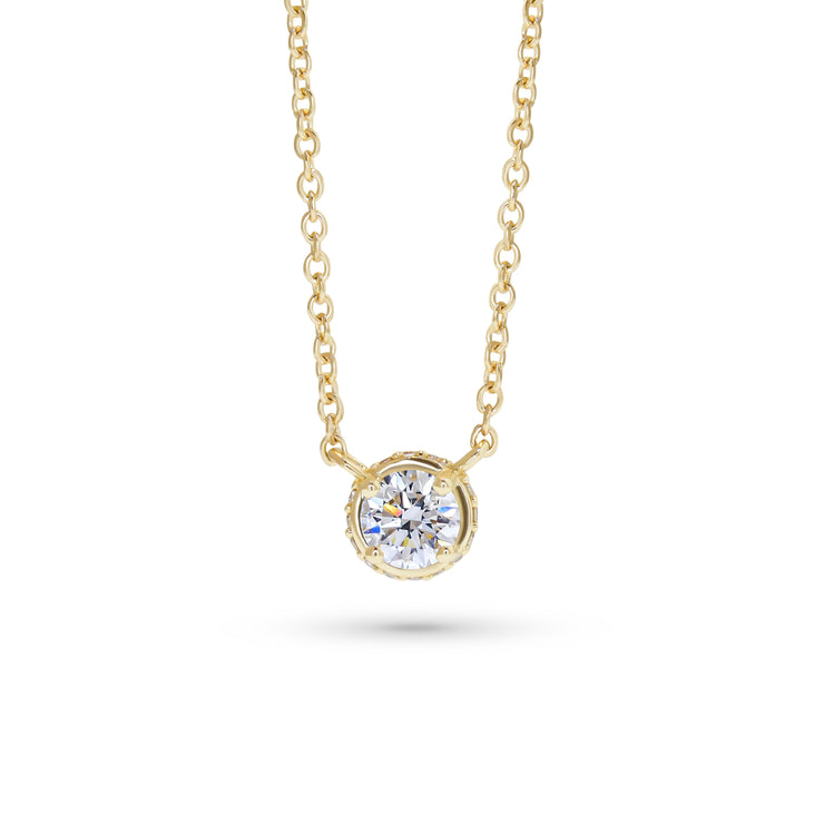 Morgana Diamond Solitaire Necklace With A Hidden Halo Diamond