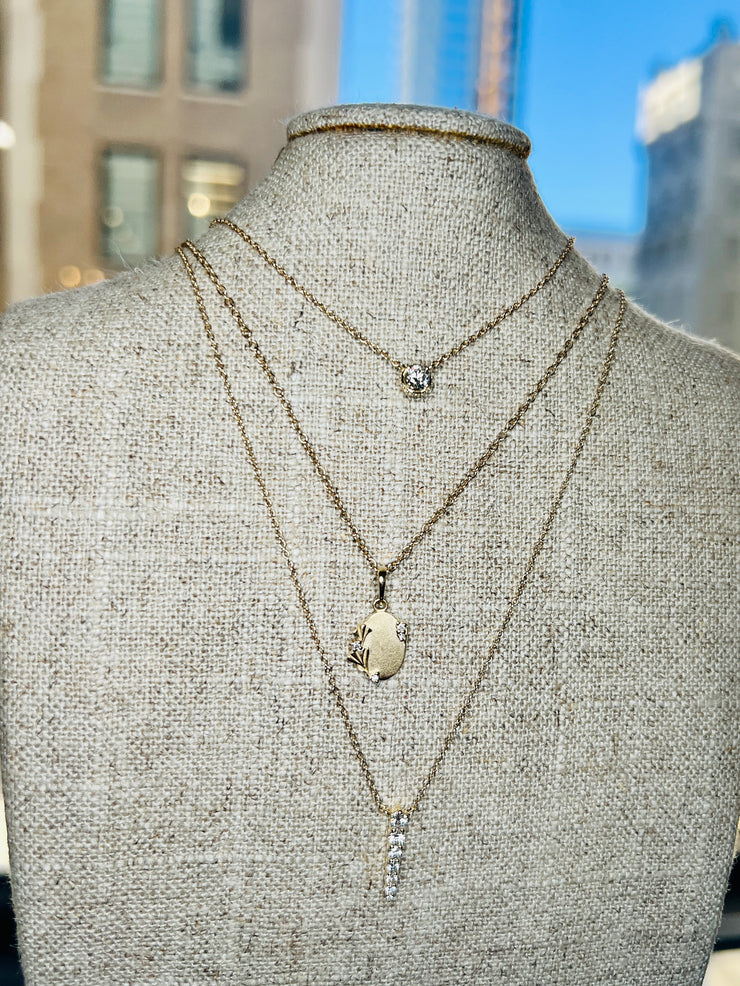 Morgana Diamond Solitaire Necklace With A Hidden Halo Diamond Shown Worn