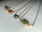 Natural Oval Sapphire Solitaire Necklaces - Unique Jewelry NYC  - Yellow Gold