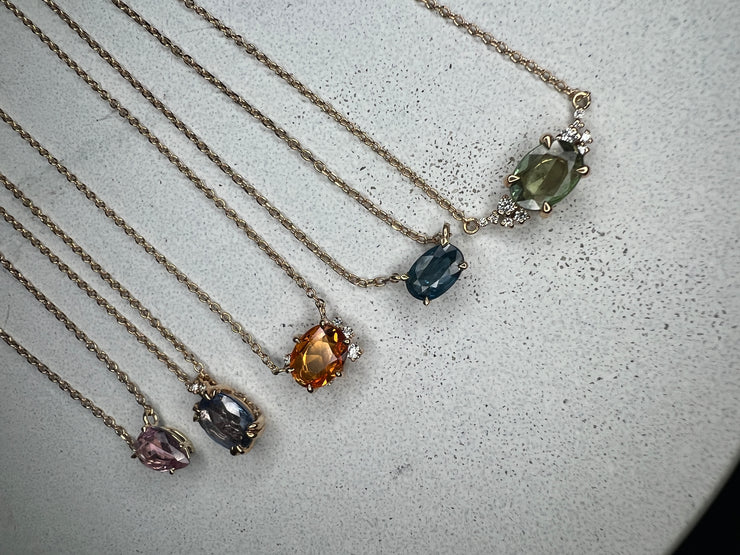Natural Oval Sapphire Solitaire Necklaces - Unique Sapphire & Diamond Jewelry NYC  - Yellow Gold