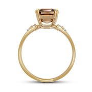 Profile View of Reine - 2.64 carat asscher natural champagne diamond engagement ring - double claw prongs