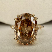 Reine Oval Old Mine Cut Natural Champagne Diamond Engagement Ring (4.07ct)