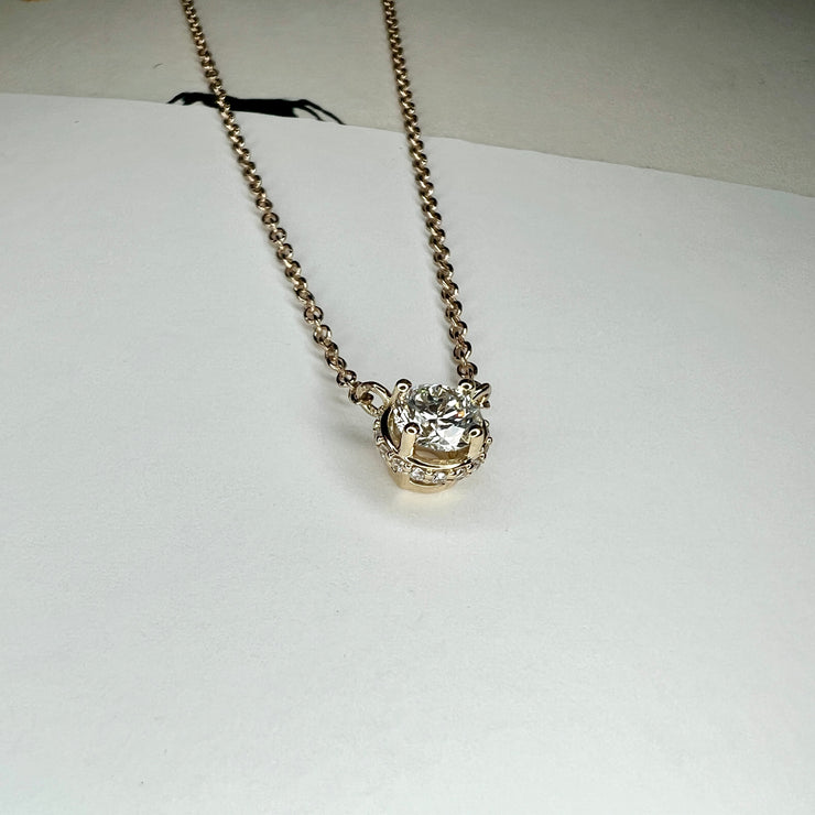 Morgana Diamond Solitaire Necklace With A Hidden Halo Diamond