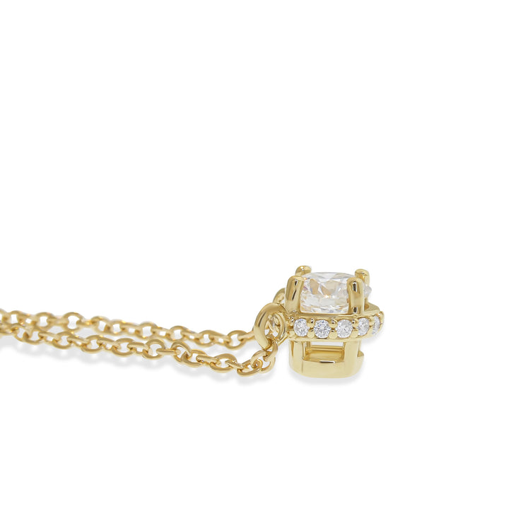 Morgana Diamond Solitaire Necklace With A Hidden Halo Diamond Side View