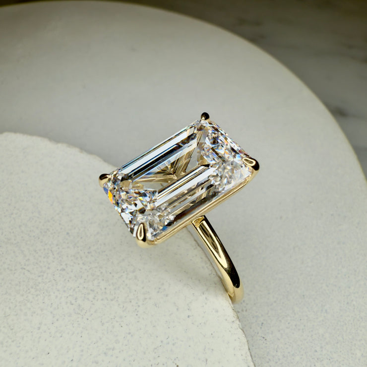 Silas - 9 Carat Emerald Cut Lab Grown Diamond Engagement Ring shown side view