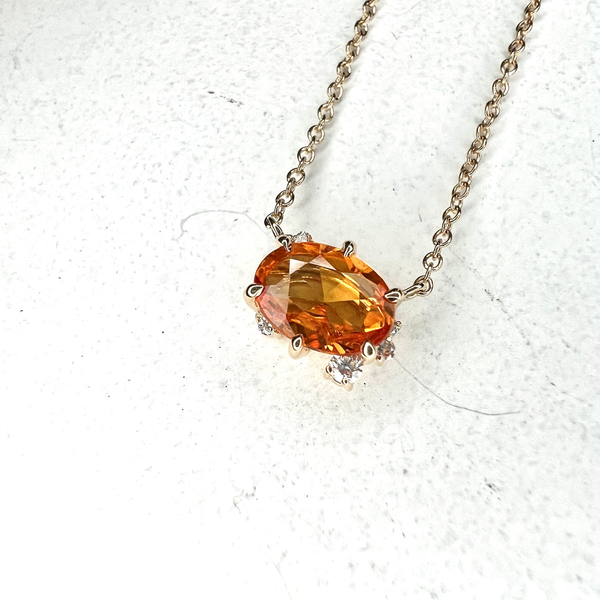 Solaris Natural Oval Sapphire & Diamond Layering Gold Necklace