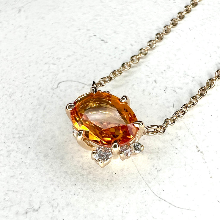 Solaris Natural Oval Sapphire & Diamond Layering Gold Necklace
Success side view