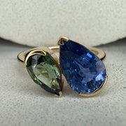 Toi Et Moi - Two Natural Pear Shape Sapphire Engagement Ring