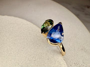 Toi Et Moi - Two Natural Pear Shape Sapphire Engagement Ring Side View