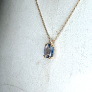 Victoria Natural Oval Blue Sapphire & Diamond Layering Gold Necklace Shown Worn