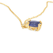 Victoria Natural Oval Blue Sapphire & Diamond Layering Gold Necklace Side View 2