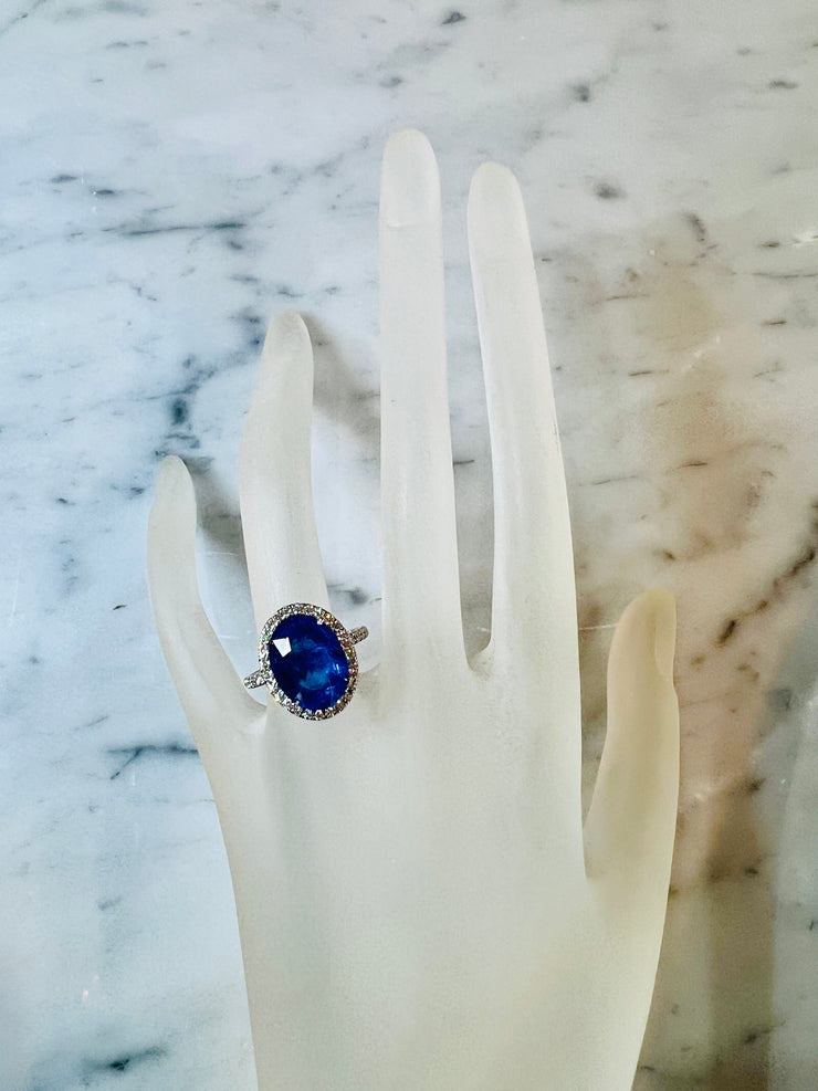 Vivienne 6.00.ct Lab Grown Deep Blue Sapphire Halo Engagement Ring
Shown On Hand
