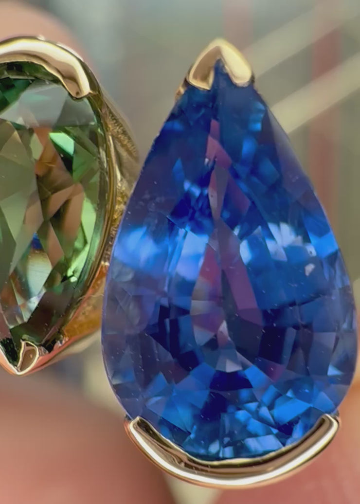 Toi Et Moi - Two Natural Pear Shape Sapphire Engagement Ring Video