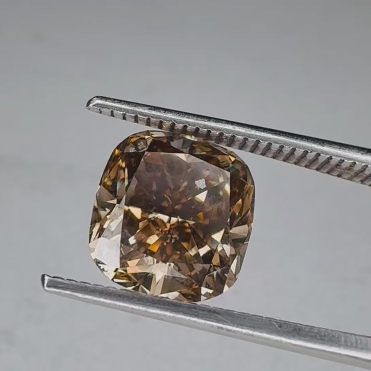 3.36 Carat Cushion Cut Natural Champagne Diamond