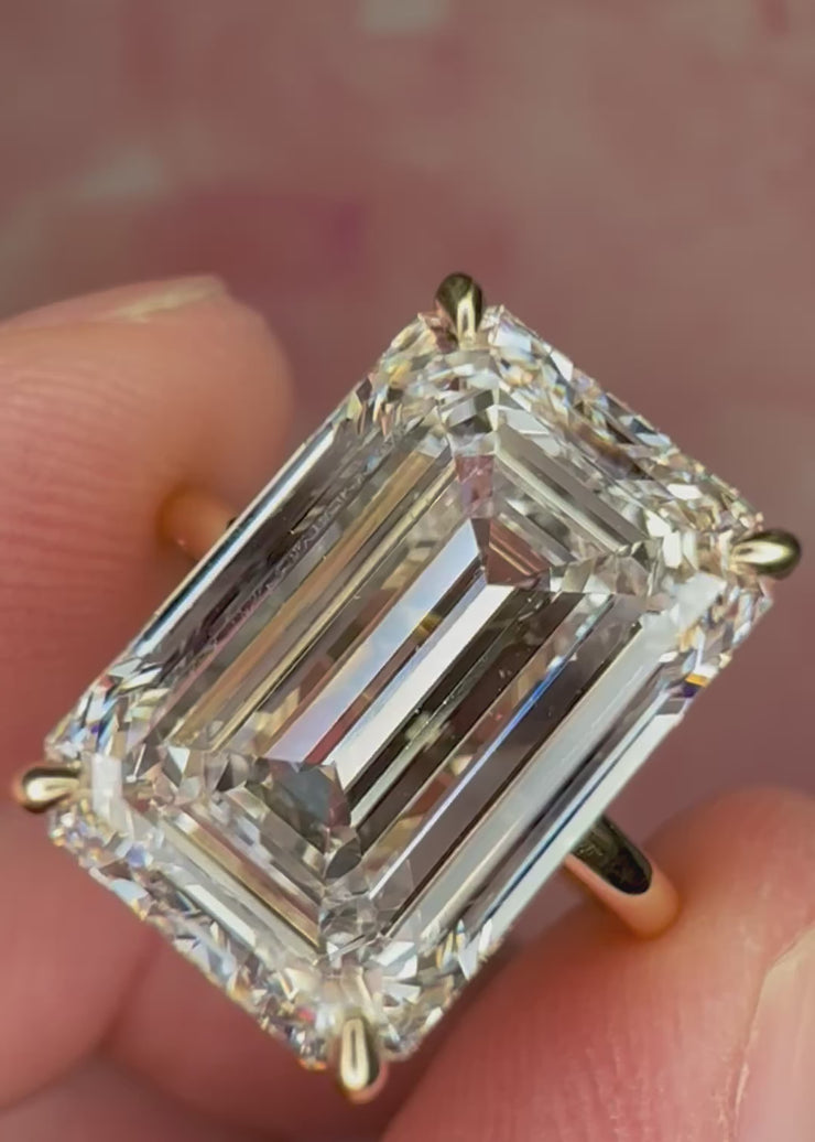 Silas - 9 Carat Emerald Cut Lab Grown Diamond Engagement Ring shown on hand Video