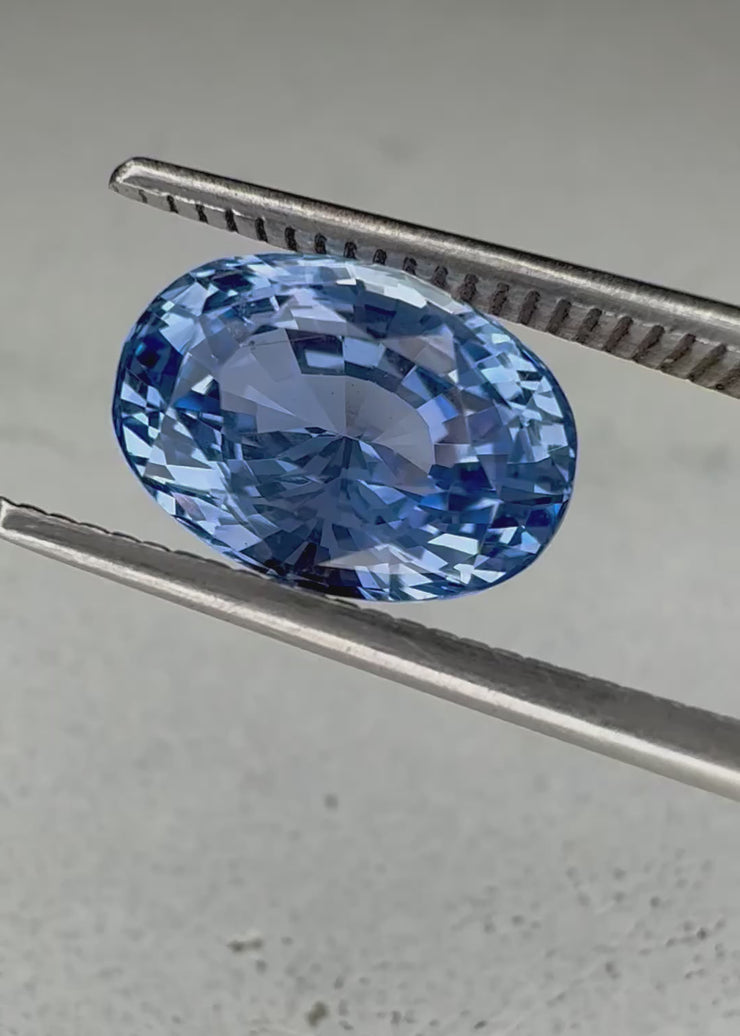 2.87 Carat Oval Light Blue Sapphire Unique Engagement Ring Diamond Alternative Video