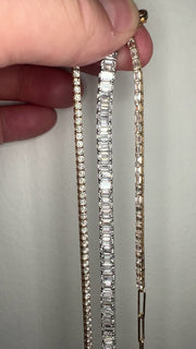 Ambrine Emerald Cut Diamond Tennis Bracelet With Paperclip Gold Chain Video