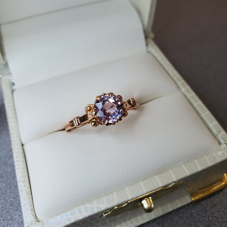 Pink sapphire & rose gold engagement ring- DANA WALDEN BRIDAL NYC.