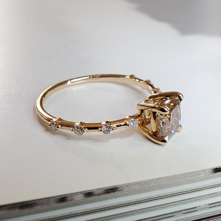 Champagne diamond solitiare engagement ring- Australia Argyle Diamond Mine- DANA WALDEN BRIDAL