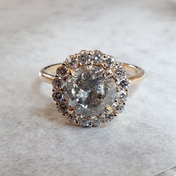 Unique 2.44 Carat Heather Grey Diamond Engagement Ring - Salt and Pepper Diamond alternate view