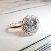 Unique 2.44 Carat Heather Grey Diamond Engagement Ring - Salt and Pepper Diamond