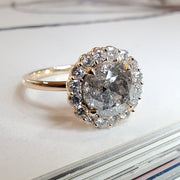 Side View Unique 2.44 Carat Heather Grey Diamond Engagement Ring - Salt and Pepper Diamond 
