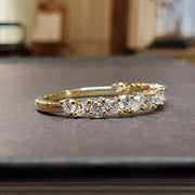 Side view- Diamond wreath marquise and round diamond band by DANA WALDEN BRIDAL. 14k yellow gold wedding band.