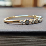 ZIA diamond wedding band with alternating bezel and prong setting- 14K yellow gold - DANA WALDEN BRIDAL NYC.