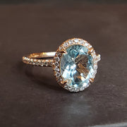 Aquamarine & diamond engagement ring by DANA WALDEN BRIDAL.