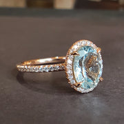 Aquamarine & diamond engagement ring by DANA WALDEN BRIDAL.