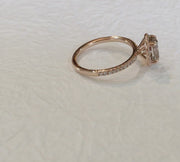 Video of champagne diamond halo engagement ring by Dana Walden Bridal.