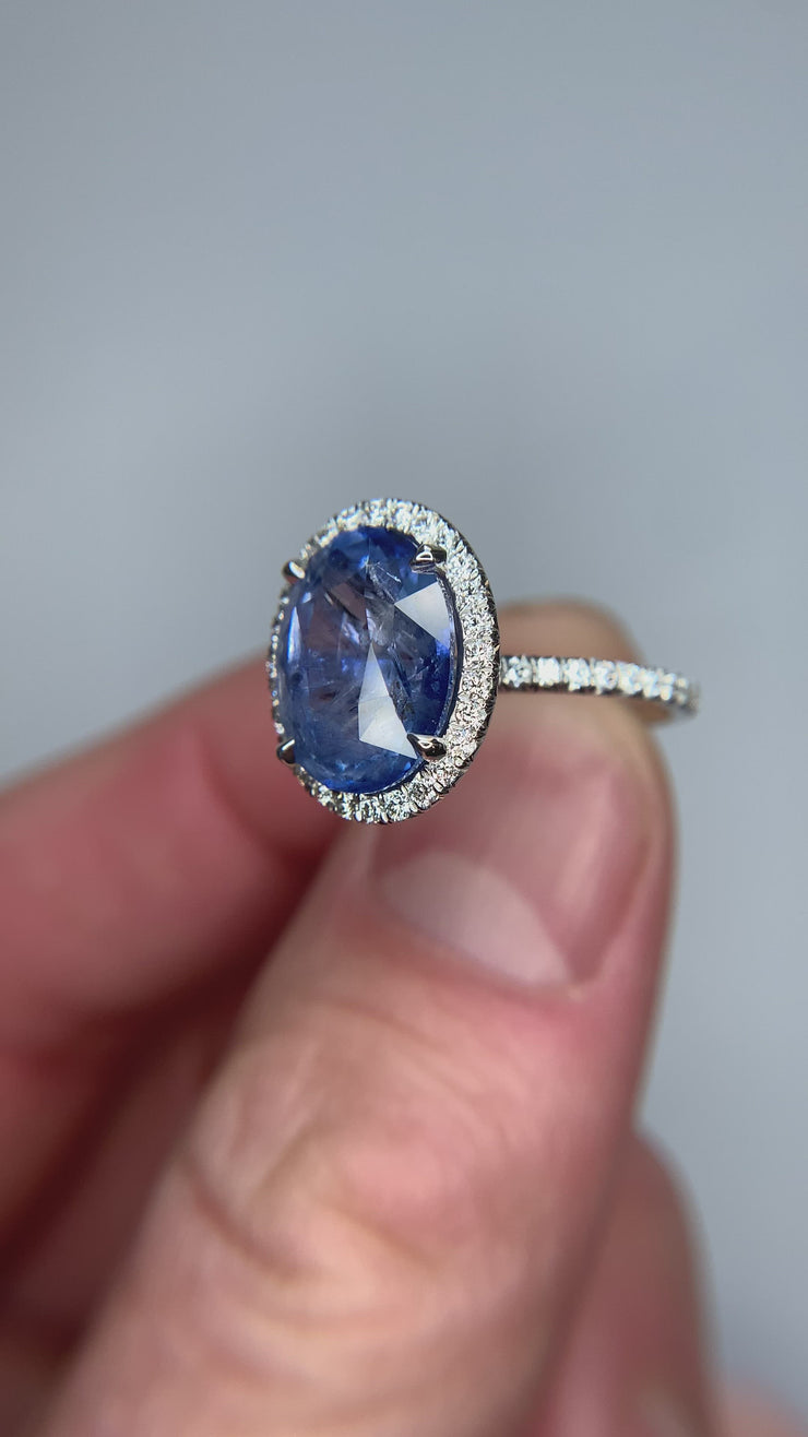 Vivienne 5.81ct Blue-Gray Sapphire Halo Engagement Ring