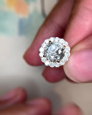 Video On hand Unique 2.44 Carat Heather Grey Diamond Engagement Ring - Salt and Pepper Diamond