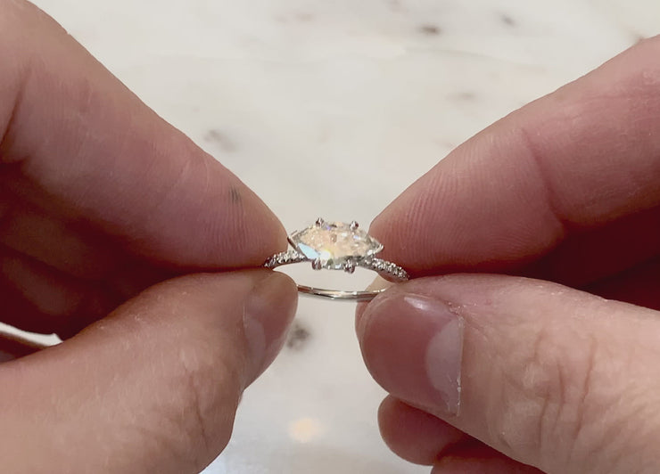 Video of east-west marquise diamond engagement ring by Dana Walden.