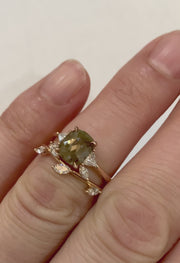Brown diamond engagement ring with vine wedding band- DANA WLADEN BRIDAL.